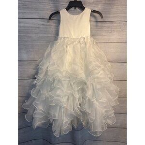 Girls Ruffled Sleeveless Dress With Organza Layers & Satin Bodice Flower Girl